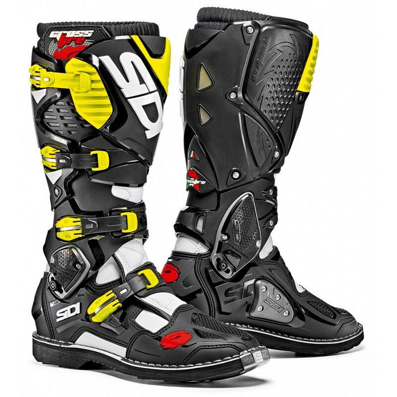 Les bottes de motocross Sidi Crossfire 3 blanc noir jaune fluo 2